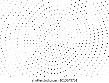 Abstract halftone wave dotted background. Futuristic twisted grunge pattern, dot, circles.  Vector modern optical pop art texture for posters, business cards, cover, labels mock-up, stickers layout