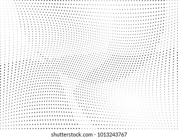 Abstract halftone wave dotted background. Futuristic twisted grunge pattern, dot, circles.  Vector modern optical pop art texture for posters, business cards, cover, labels mock-up, stickers layout
