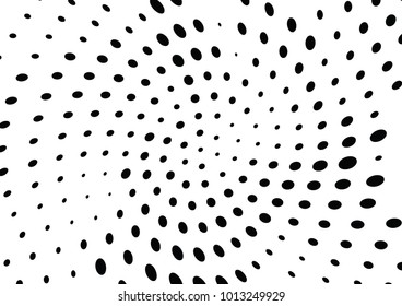 Abstract halftone wave dotted background. Futuristic twisted grunge pattern, dot, circles.  Vector modern optical pop art texture for posters, business cards, cover, labels mock-up, stickers layout