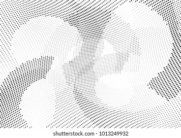 Abstract halftone wave dotted background. Futuristic twisted grunge pattern, dot, circles.  Vector modern optical pop art texture for posters, business cards, cover, labels mock-up, stickers layout