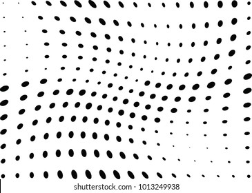 Abstract halftone wave dotted background. Futuristic twisted grunge pattern, dot, circles.  Vector modern optical pop art texture for posters, business cards, cover, labels mock-up, stickers layout
