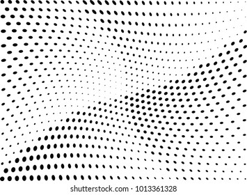 Abstract halftone wave dotted background. Futuristic twisted grunge pattern, dot, circles.  Vector modern optical pop art texture for posters, business cards, cover, labels mock-up, stickers layout