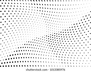 Abstract halftone wave dotted background. Futuristic twisted grunge pattern, dot, circles.  Vector modern optical pop art texture for posters, business cards, cover, labels mock-up, stickers layout