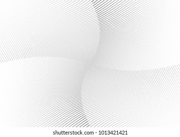 Abstract halftone wave dotted background. Futuristic twisted grunge pattern, dot, circles.  Vector modern optical pop art texture for posters, business cards, cover, labels mock-up, stickers layout