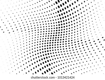 Abstract halftone wave dotted background. Futuristic twisted grunge pattern, dot, circles.  Vector modern optical pop art texture for posters, business cards, cover, labels mock-up, stickers layout