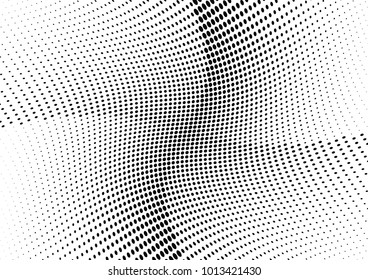 Abstract halftone wave dotted background. Futuristic twisted grunge pattern, dot, circles.  Vector modern optical pop art texture for posters, business cards, cover, labels mock-up, stickers layout