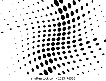 Abstract halftone wave dotted background. Futuristic twisted grunge pattern, dot, circles.  Vector modern optical pop art texture for posters, business cards, cover, labels mock-up, stickers layout