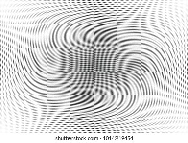 Abstract halftone wave dotted background. Futuristic twisted grunge pattern, dot, circles.  Vector modern optical pop art texture for posters, business cards, cover, labels mock-up, stickers layout