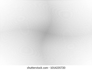 Abstract halftone wave dotted background. Futuristic twisted grunge pattern, dot, circles.  Vector modern optical pop art texture for posters, business cards, cover, labels mock-up, stickers layout