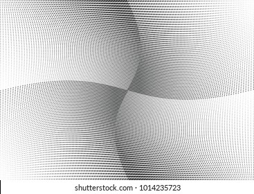 Abstract halftone wave dotted background. Futuristic twisted grunge pattern, dot, circles.  Vector modern optical pop art texture for posters, business cards, cover, labels mock-up, stickers layout