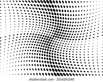 Abstract halftone wave dotted background. Futuristic twisted grunge pattern, dot, circles.  Vector modern optical pop art texture for posters, business cards, cover, labels mock-up, stickers layout
