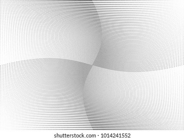 Abstract halftone wave dotted background. Futuristic twisted grunge pattern, dot, circles.  Vector modern optical pop art texture for posters, business cards, cover, labels mock-up, stickers layout