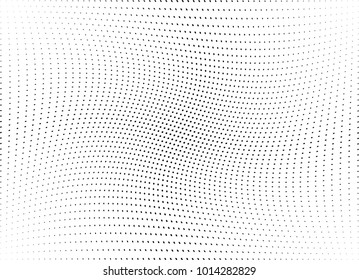 Abstract halftone wave dotted background. Futuristic twisted grunge pattern, dot, circles.  Vector modern optical pop art texture for posters, business cards, cover, labels mock-up, stickers layout