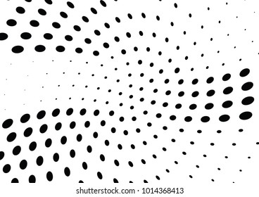 Abstract halftone wave dotted background. Futuristic twisted grunge pattern, dot, circles.  Vector modern optical pop art texture for posters, business cards, cover, labels mock-up, stickers layout