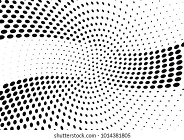 Abstract halftone wave dotted background. Futuristic twisted grunge pattern, dot, circles.  Vector modern optical pop art texture for posters, business cards, cover, labels mock-up, stickers layout