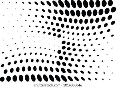 Abstract halftone wave dotted background. Futuristic twisted grunge pattern, dot, circles.  Vector modern optical pop art texture for posters, business cards, cover, labels mock-up, stickers layout