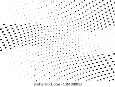 Abstract halftone wave dotted background. Futuristic twisted grunge pattern, dot, circles.  Vector modern optical pop art texture for posters, business cards, cover, labels mock-up, stickers layout
