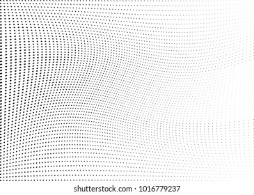 Abstract halftone wave dotted background. Futuristic twisted grunge pattern, dot, circles.  Vector modern optical pop art texture for posters, business cards, cover, labels mock-up, stickers layout