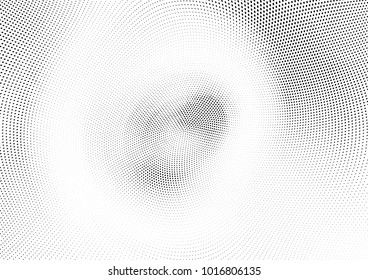 Abstract halftone wave dotted background. Futuristic twisted grunge pattern, dot, circles.  Vector modern optical pop art texture for posters, business cards, cover, labels mock-up, stickers layout