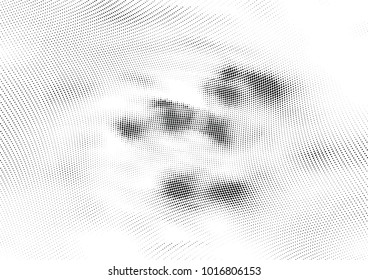 Abstract halftone wave dotted background. Futuristic twisted grunge pattern, dot, circles.  Vector modern optical pop art texture for posters, business cards, cover, labels mock-up, stickers layout