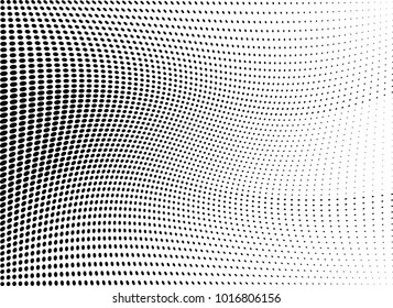 Abstract halftone wave dotted background. Futuristic twisted grunge pattern, dot, circles.  Vector modern optical pop art texture for posters, business cards, cover, labels mock-up, stickers layout