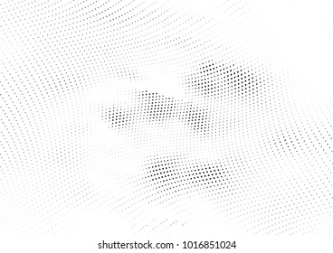 Abstract halftone wave dotted background. Futuristic twisted grunge pattern, dot, circles.  Vector modern optical pop art texture for posters, business cards, cover, labels mock-up, stickers layout