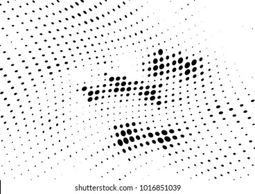 Abstract halftone wave dotted background. Futuristic twisted grunge pattern, dot, circles.  Vector modern optical pop art texture for posters, business cards, cover, labels mock-up, stickers layout