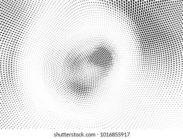 Abstract halftone wave dotted background. Futuristic twisted grunge pattern, dot, circles.  Vector modern optical pop art texture for posters, business cards, cover, labels mock-up, stickers layout