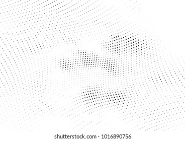 Abstract halftone wave dotted background. Futuristic twisted grunge pattern, dot, circles.  Vector modern optical pop art texture for posters, business cards, cover, labels mock-up, stickers layout