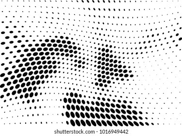 Abstract halftone wave dotted background. Futuristic twisted grunge pattern, dot, circles.  Vector modern optical pop art texture for posters, business cards, cover, labels mock-up, stickers layout