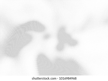 Abstract halftone wave dotted background. Futuristic twisted grunge pattern, dot, circles.  Vector modern optical pop art texture for posters, business cards, cover, labels mock-up, stickers layout