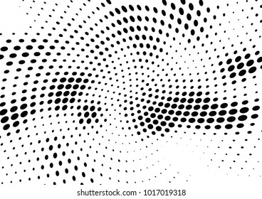Abstract halftone wave dotted background. Futuristic twisted grunge pattern, dot, circles.  Vector modern optical pop art texture for posters, business cards, cover, labels mock-up, stickers layout