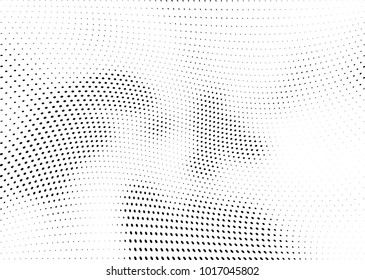 Abstract halftone wave dotted background. Futuristic twisted grunge pattern, dot, circles.  Vector modern optical pop art texture for posters, business cards, cover, labels mock-up, stickers layout