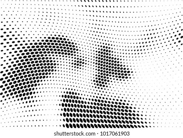 Abstract halftone wave dotted background. Futuristic twisted grunge pattern, dot, circles.  Vector modern optical pop art texture for posters, business cards, cover, labels mock-up, stickers layout
