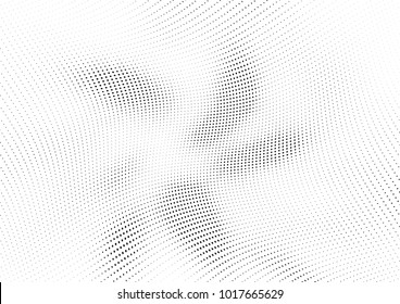 Abstract halftone wave dotted background. Futuristic twisted grunge pattern, dot, circles.  Vector modern optical pop art texture for posters, business cards, cover, labels mock-up, stickers layout