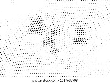 Abstract halftone wave dotted background. Futuristic twisted grunge pattern, dot, circles.  Vector modern optical pop art texture for posters, business cards, cover, labels mock-up, stickers layout