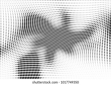 Abstract halftone wave dotted background. Futuristic twisted grunge pattern, dot, circles.  Vector modern optical pop art texture for posters, business cards, cover, labels mock-up, stickers layout