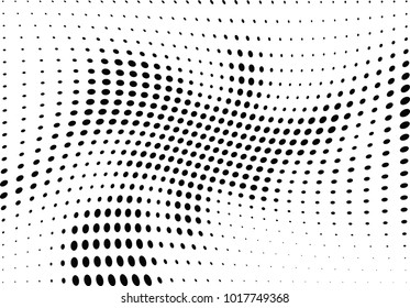 Abstract halftone wave dotted background. Futuristic twisted grunge pattern, dot, circles.  Vector modern optical pop art texture for posters, business cards, cover, labels mock-up, stickers layout
