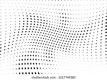 Abstract halftone wave dotted background. Futuristic twisted grunge pattern, dot, circles.  Vector modern optical pop art texture for posters, business cards, cover, labels mock-up, stickers layout