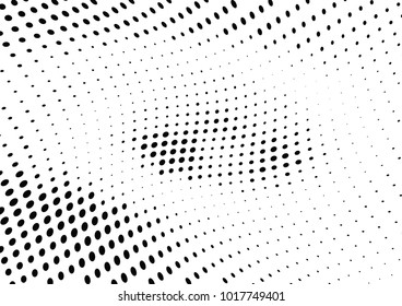 Abstract halftone wave dotted background. Futuristic twisted grunge pattern, dot, circles.  Vector modern optical pop art texture for posters, business cards, cover, labels mock-up, stickers layout