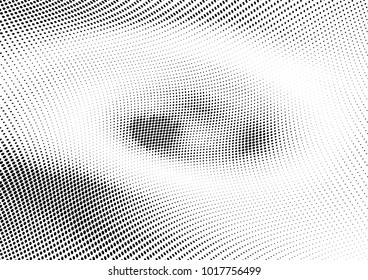 Abstract halftone wave dotted background. Futuristic twisted grunge pattern, dot, circles.  Vector modern optical pop art texture for posters, business cards, cover, labels mock-up, stickers layout