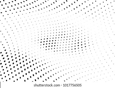 Abstract halftone wave dotted background. Futuristic twisted grunge pattern, dot, circles.  Vector modern optical pop art texture for posters, business cards, cover, labels mock-up, stickers layout