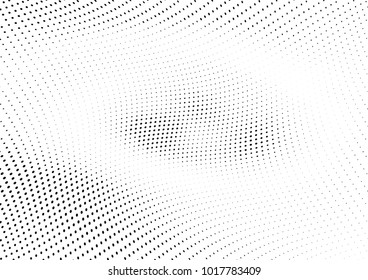 Abstract halftone wave dotted background. Futuristic twisted grunge pattern, dot, circles.  Vector modern optical pop art texture for posters, business cards, cover, labels mock-up, stickers layout
