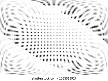 Abstract halftone wave dotted background. Halftone  grunge pattern with square.  Vector halftone modern pop art twisted texture for poster, cover, business card, postcard, art label layout, sticker.