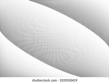 Abstract halftone wave dotted background. Halftone  grunge pattern with square.  Vector halftone modern pop art twisted texture for poster, cover, business card, postcard, art label layout, sticker.
