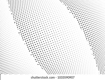 Abstract halftone wave dotted background. Halftone  grunge pattern with square.  Vector halftone modern pop art twisted texture for poster, cover, business card, postcard, art label layout, sticker.