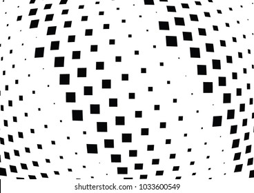 Abstract halftone wave dotted background. Halftone  grunge pattern with square.  Vector halftone modern pop art twisted texture for poster, cover, business card, postcard, art label layout, sticker.