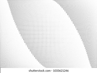 Abstract halftone wave dotted background. Halftone  grunge pattern with square.  Vector halftone modern pop art twisted texture for poster, cover, business card, postcard, art label layout, sticker.