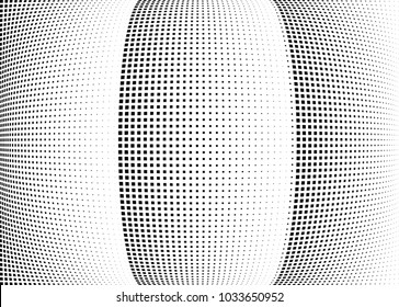Abstract halftone wave dotted background. Halftone  grunge pattern with square.  Vector halftone modern pop art twisted texture for poster, cover, business card, postcard, art label layout, sticker.
