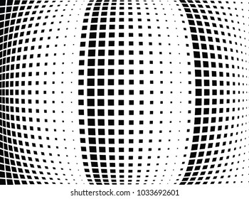 Abstract halftone wave dotted background. Halftone  grunge pattern with square.  Vector halftone modern pop art twisted texture for poster, cover, business card, postcard, art label layout, sticker.